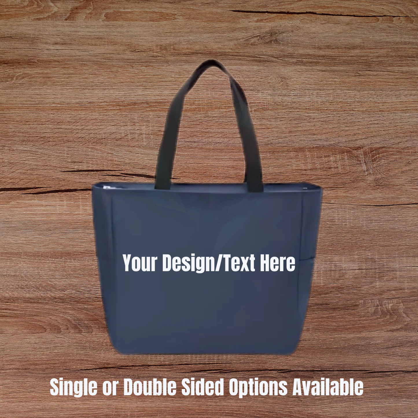 Custom Medium Tote Bag with Zipper & Side Pockets