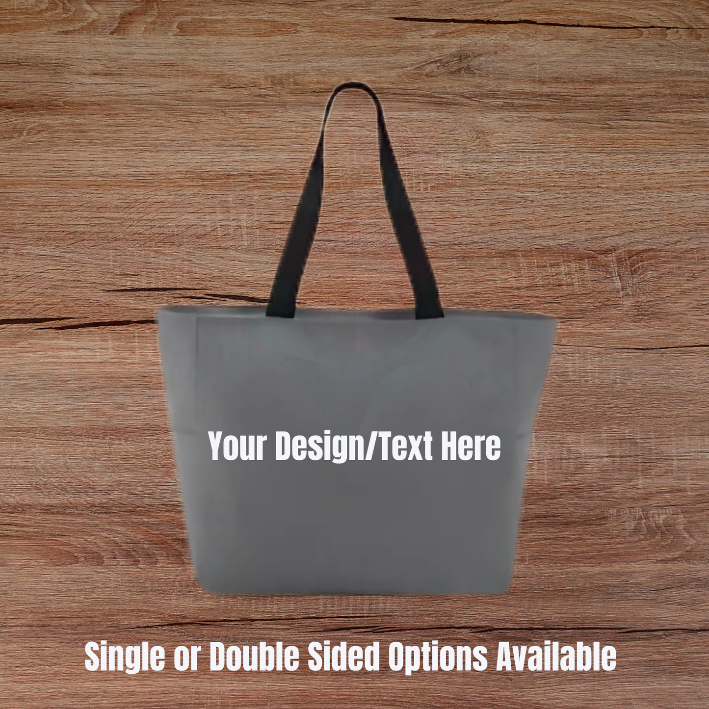 Custom Medium Tote Bag with Zipper & Side Pockets