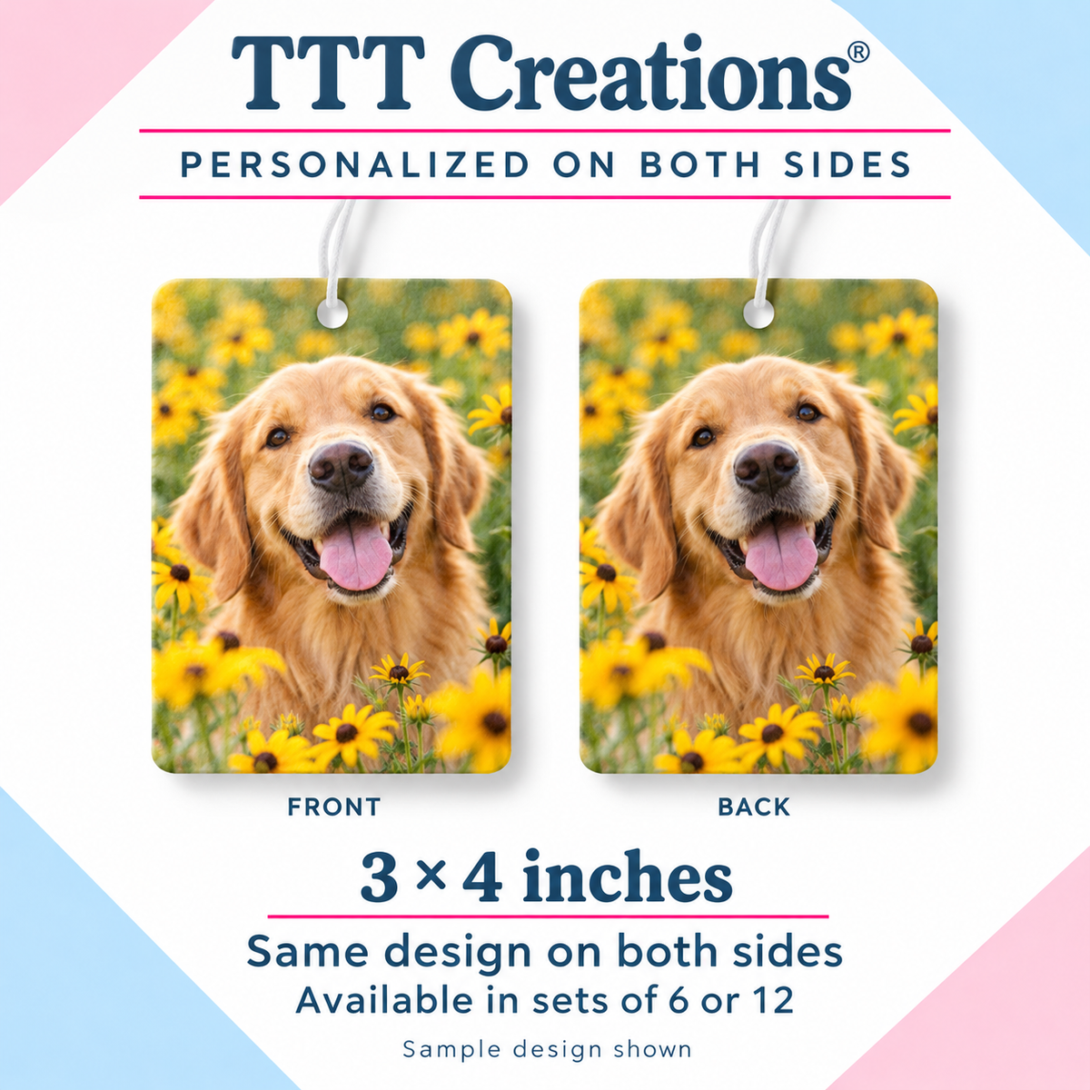 Custom Photo Air Fresheners | Double-Sided | Sets of 6 or 12