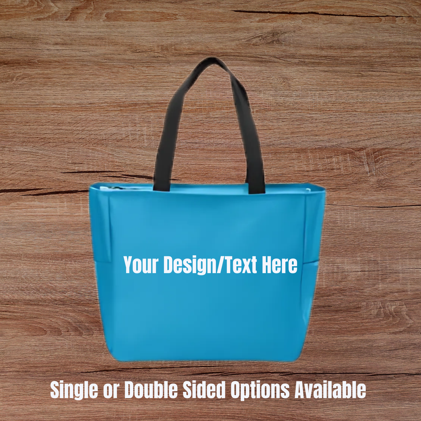 Custom Medium Tote Bag with Zipper & Side Pockets