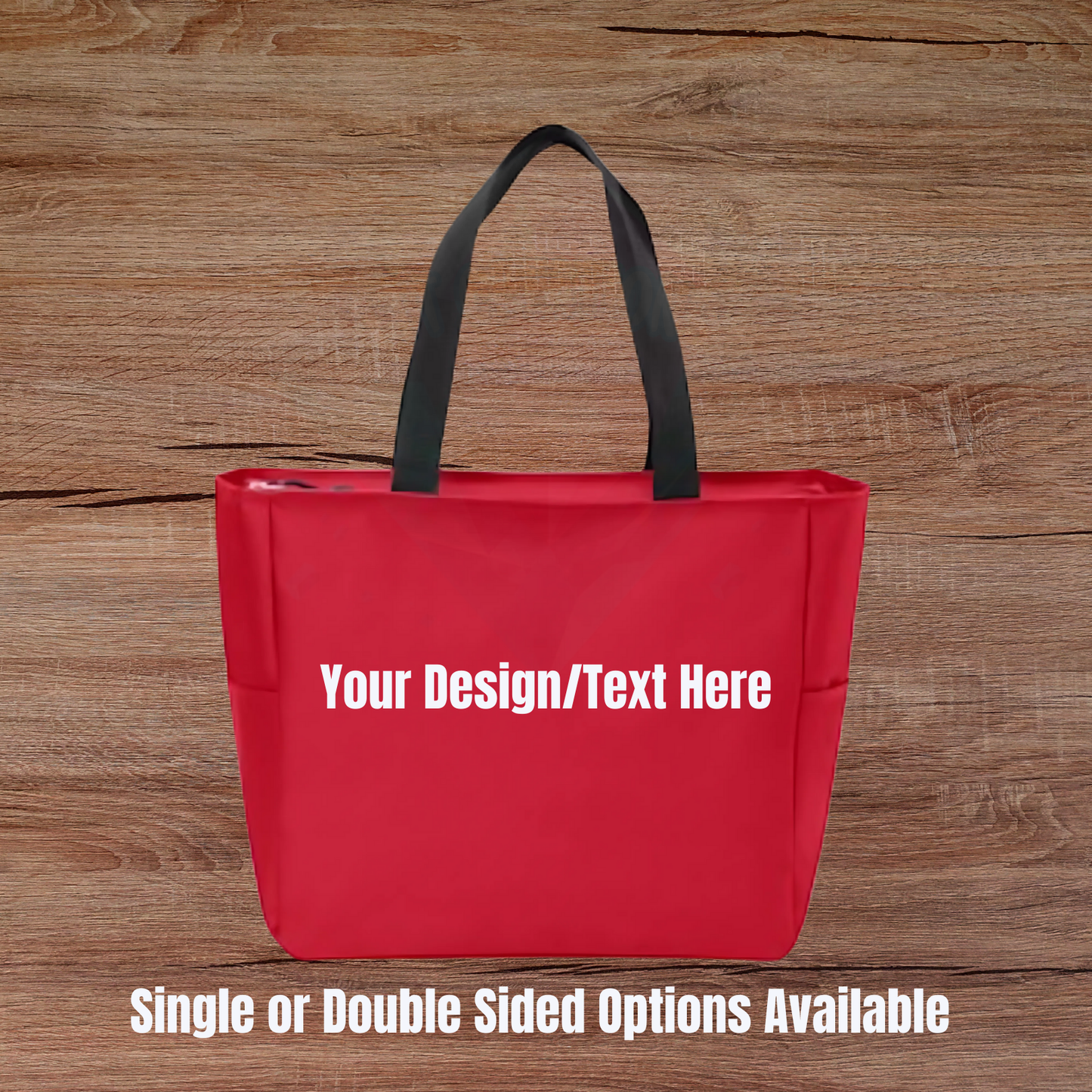 Custom Medium Tote Bag with Zipper & Side Pockets