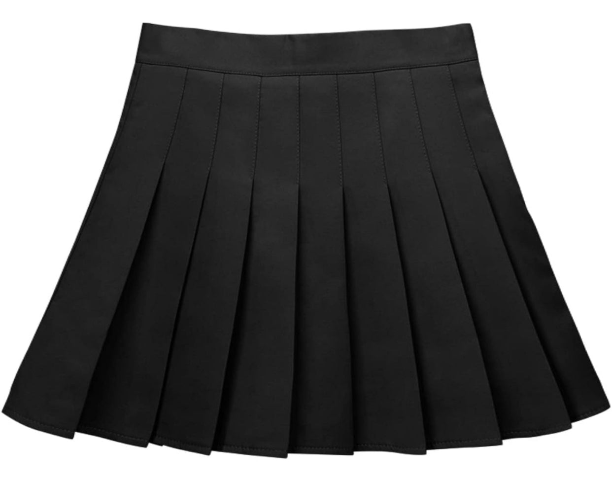 black pleated skirt
