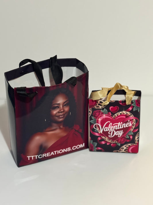 Handmade custom gift bags personalized with photos, sold in sets of six