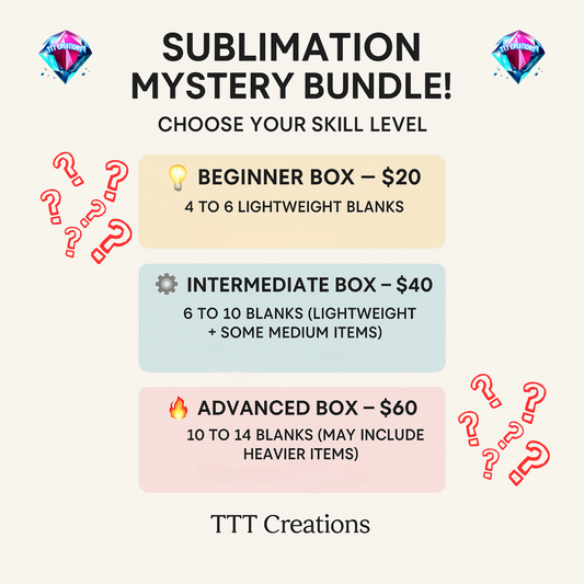 Sublimation Mystery Box – Beginner, Intermediate, or Advanced Tier (Ships Quick)