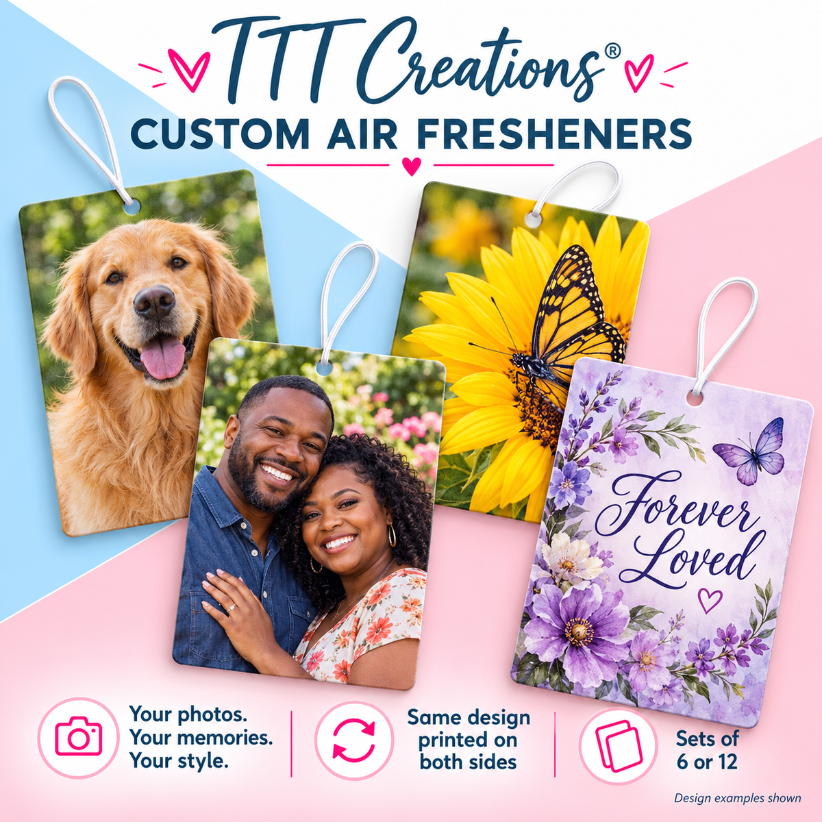 Custom Photo Air Fresheners | Double-Sided | Sets of 6 or 12