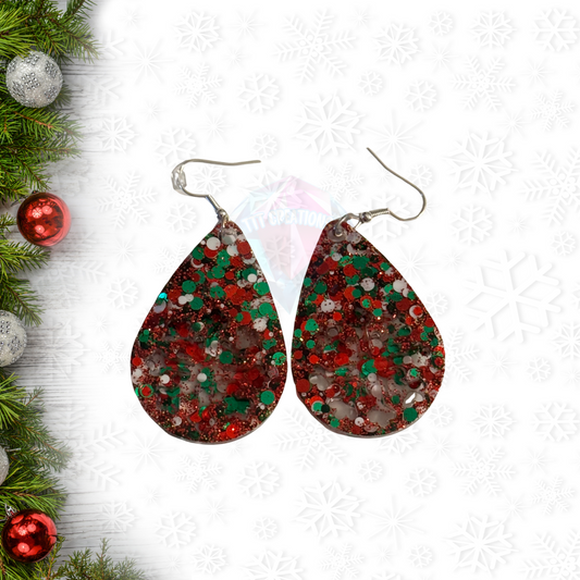 green and red custom holiday earrings