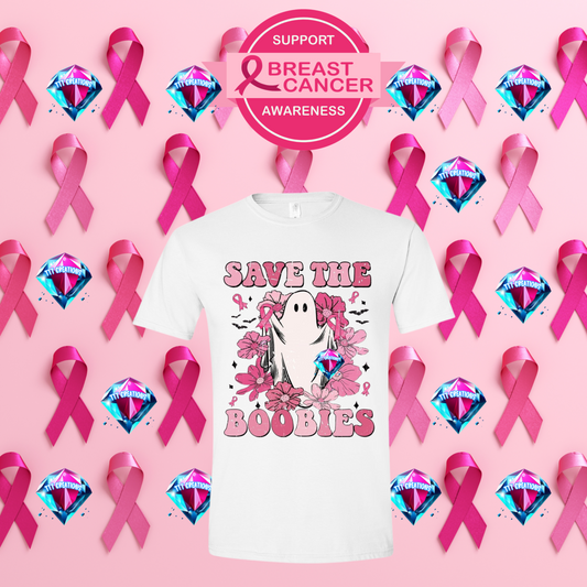 Save The Boobies Boo Breast Cancer Awareness T-shirt